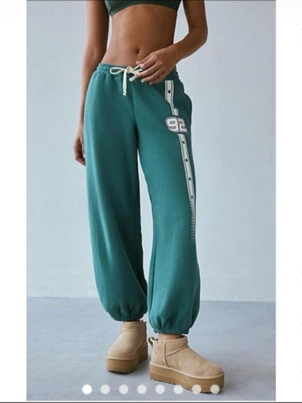 Urban Outfitters High-Rise Teal Wide-Leg Sweatpants with Side Stripe